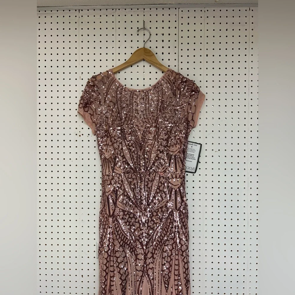 R&M Richards Blush Pink Sequin Prom Dress - Picture 2 of 10